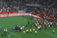 混乱！法甲发生大规模球迷冲场 比赛被迫腰斩